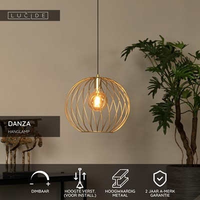 Lucide DANZA - Hanglamp - Ø 40 cm - 1xE27 - Mat Goud / Messing